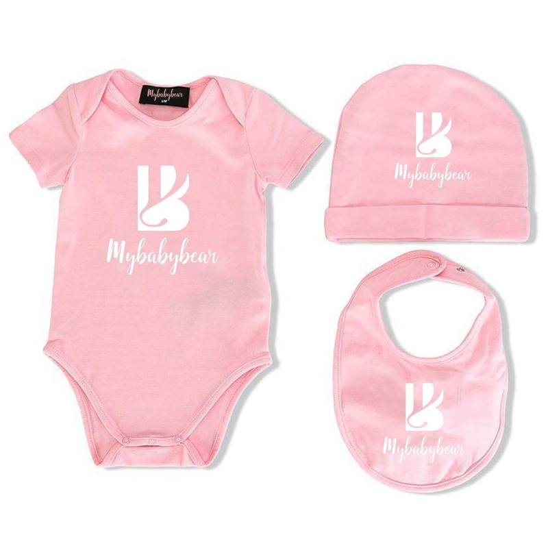 Newborn Baby Clothes Soft Knit Short sleeves boutique Unisex Plain 3pcs Baby Clothing Sets