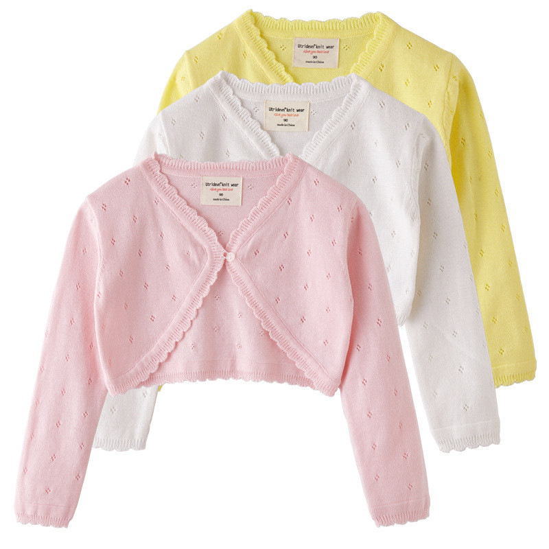 Summer Cotton Knitted Cardigan Top Toddler Children Kids Girls Sweater