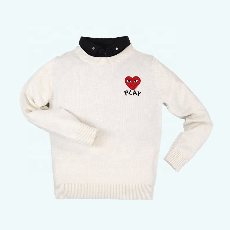 Children's fake-shirt faux shirt Collar neck long sleeve girls full needle Kid Knitted sweater