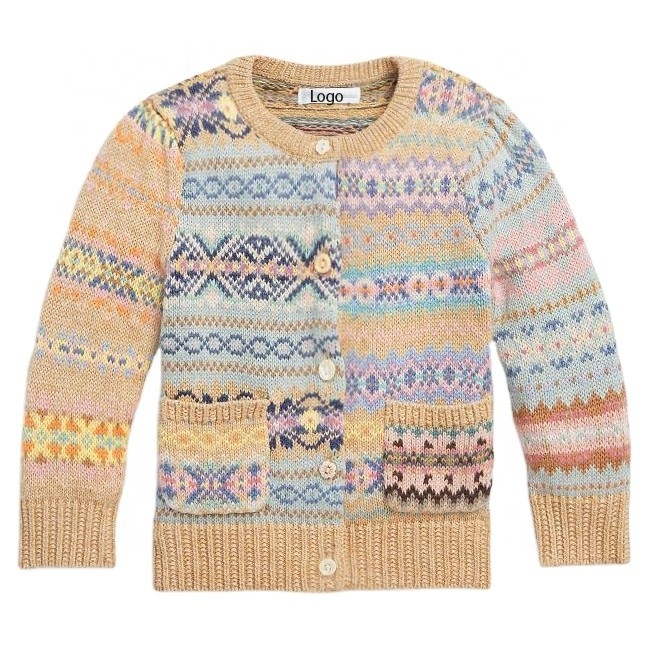 2023 new style ODM OEM 100% orginic Cotton Fashion button Chunky knit baby sweater Baby cardigan sweater