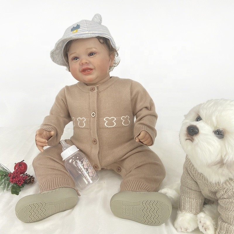 Autumn winter print long-sleeved button baby bodysuit cute bear warm knitted sweater baby bodysuit romper
