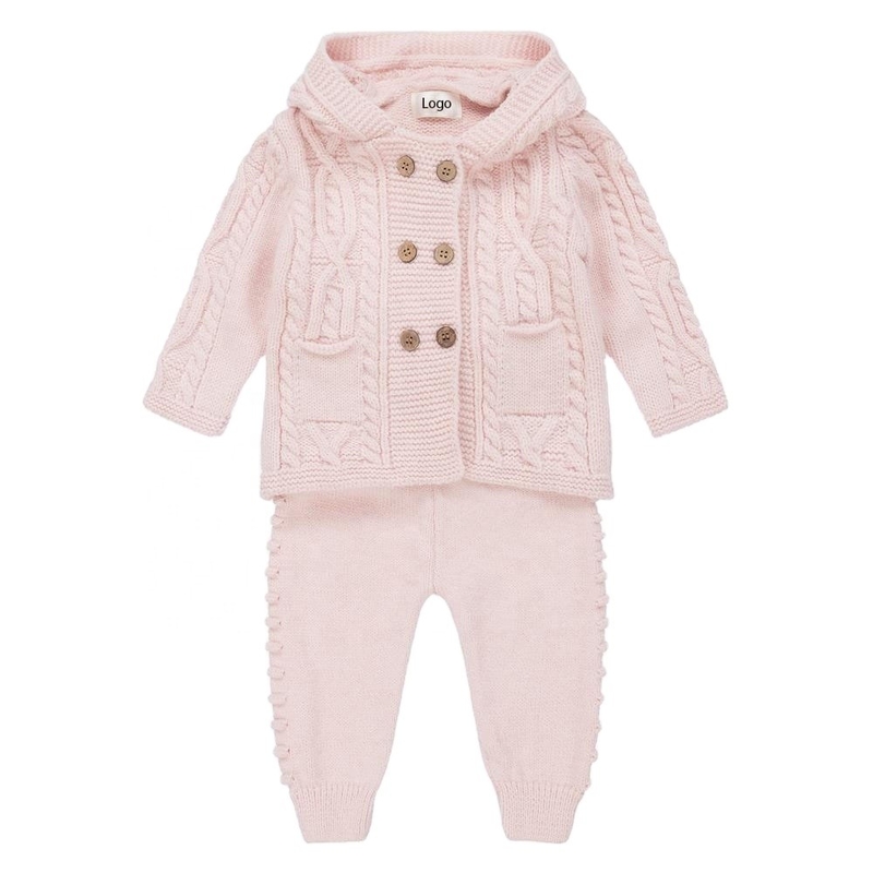 2023 Winter kids hoodie sweaters knitted design customized baby sweater set